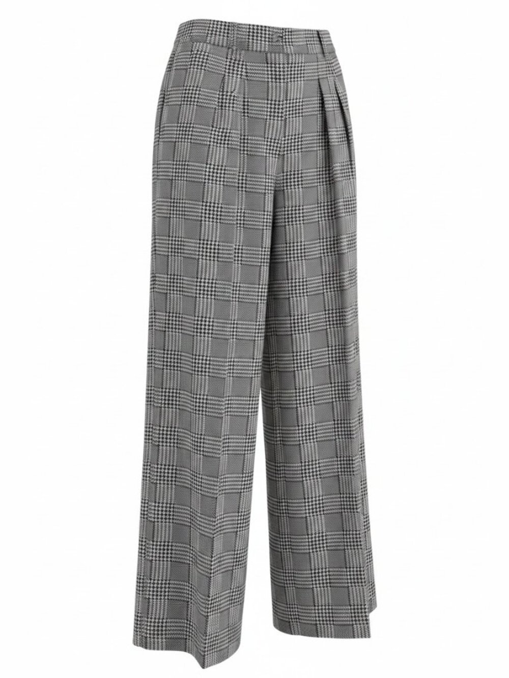 Maeve Anthropologie Avery Houndstooth Pleated Wide-Leg Trousers Black White Sz 4